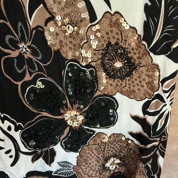 Kudetal. Floral Black and Brown Women's Dress - Picture 4 of 9